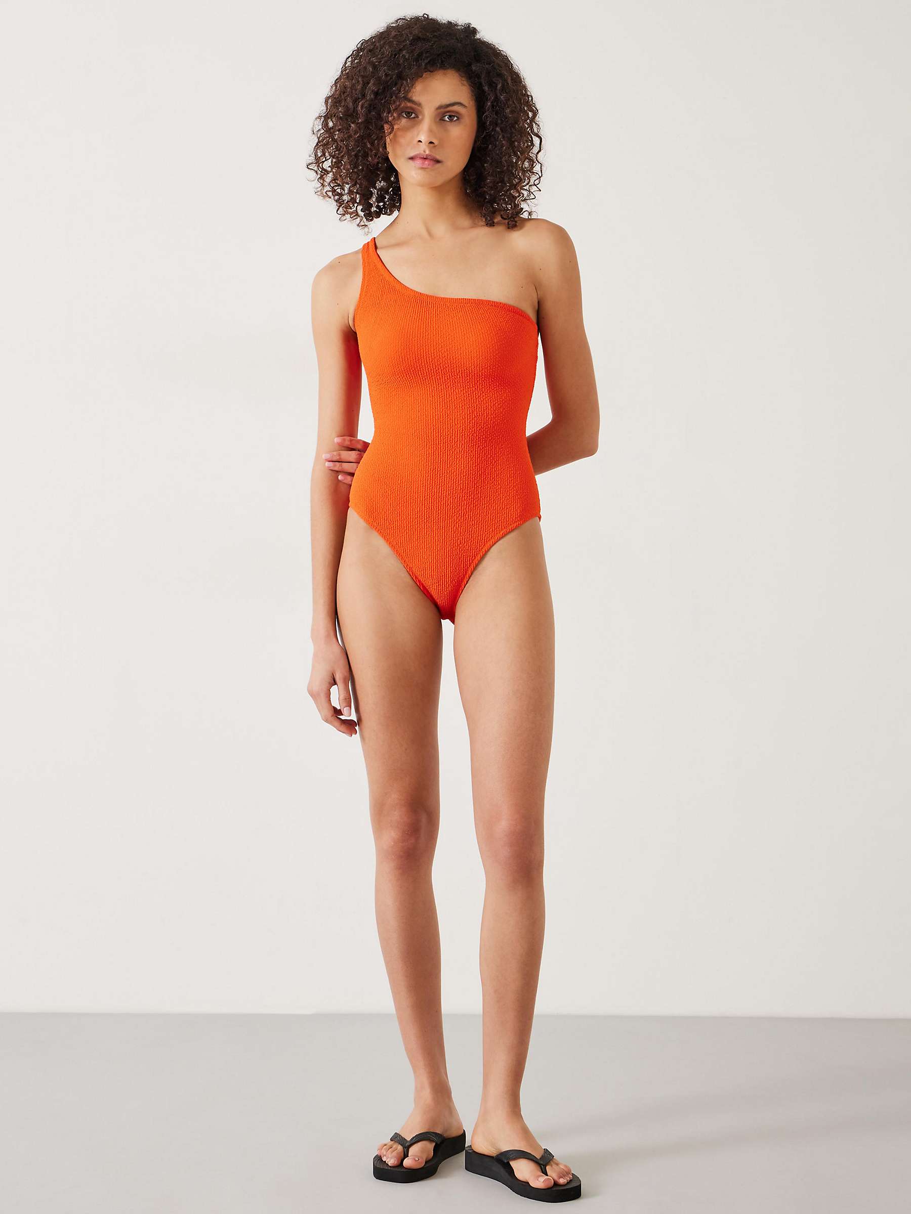 Buy HUSH Oakley Crinkle Fabric One Shoulder Swimsuit, Orange Online at johnlewis.com