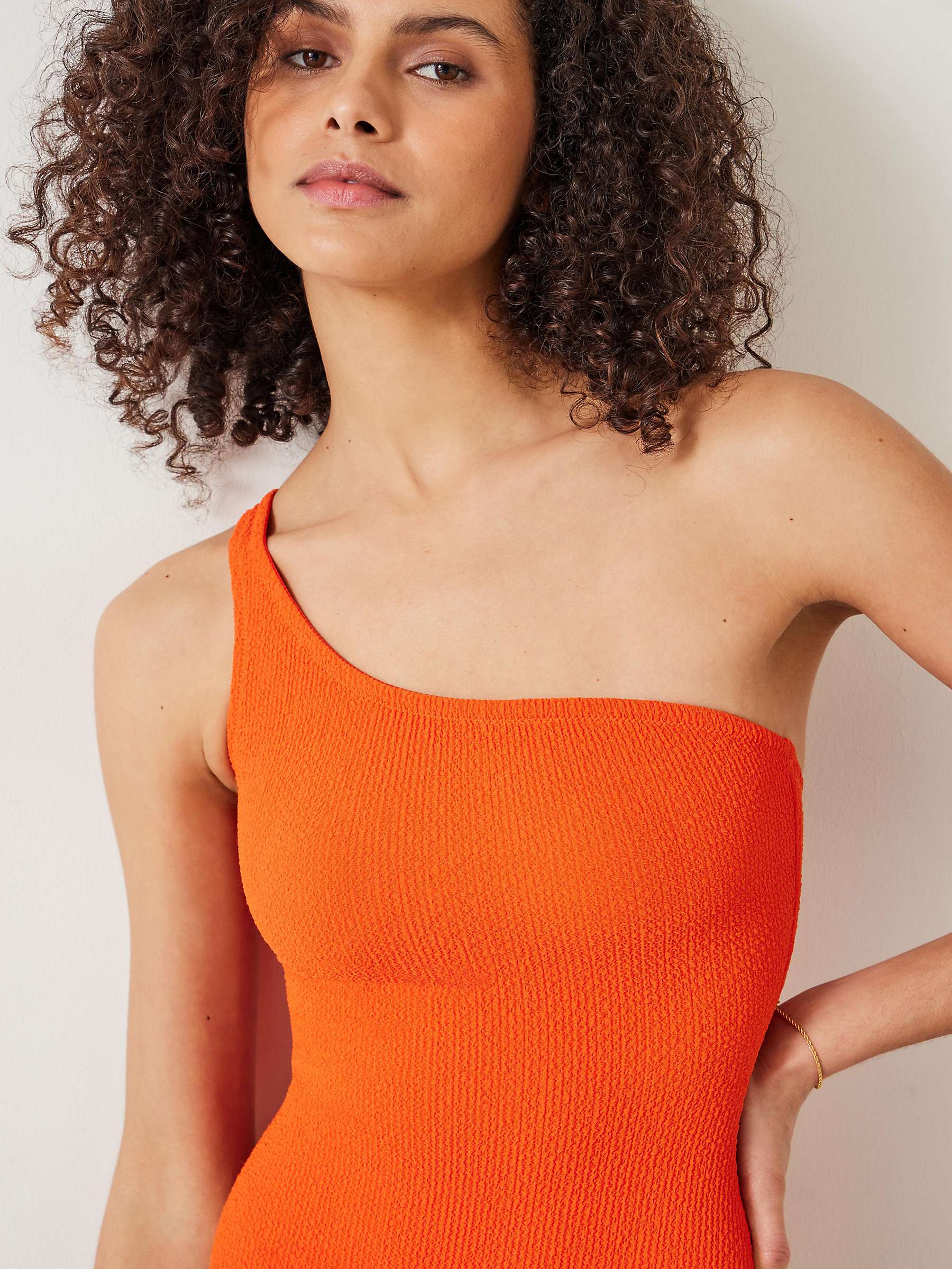 Buy HUSH Oakley Crinkle Fabric One Shoulder Swimsuit, Orange Online at johnlewis.com