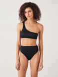 HUSH Olivia Asymmetric Ribbed Bikini Top, Black