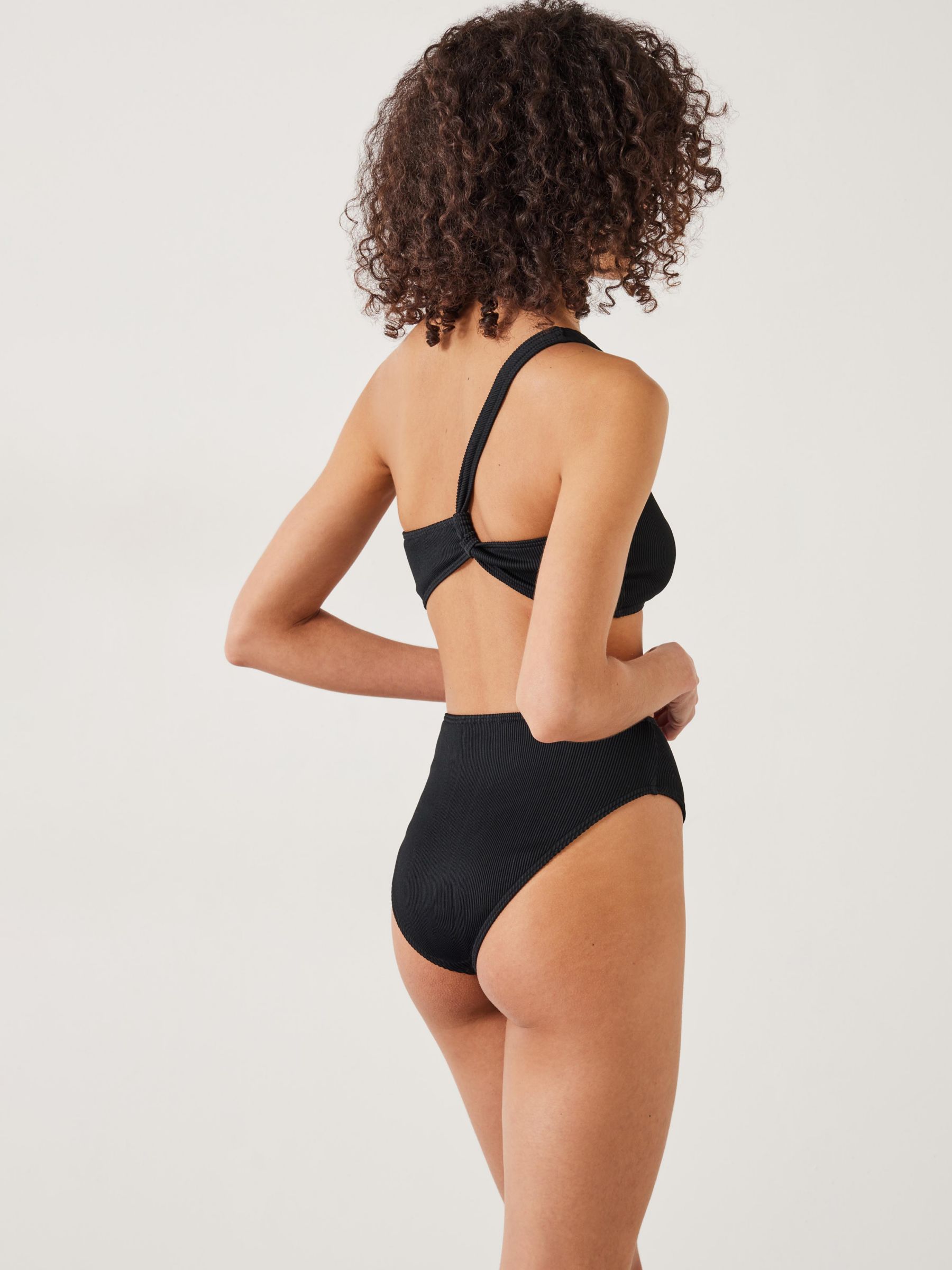 Buy HUSH Olivia Asymmetric Ribbed Bikini Top, Black Online at johnlewis.com