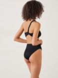 HUSH Olivia Asymmetric Ribbed Bikini Top, Black