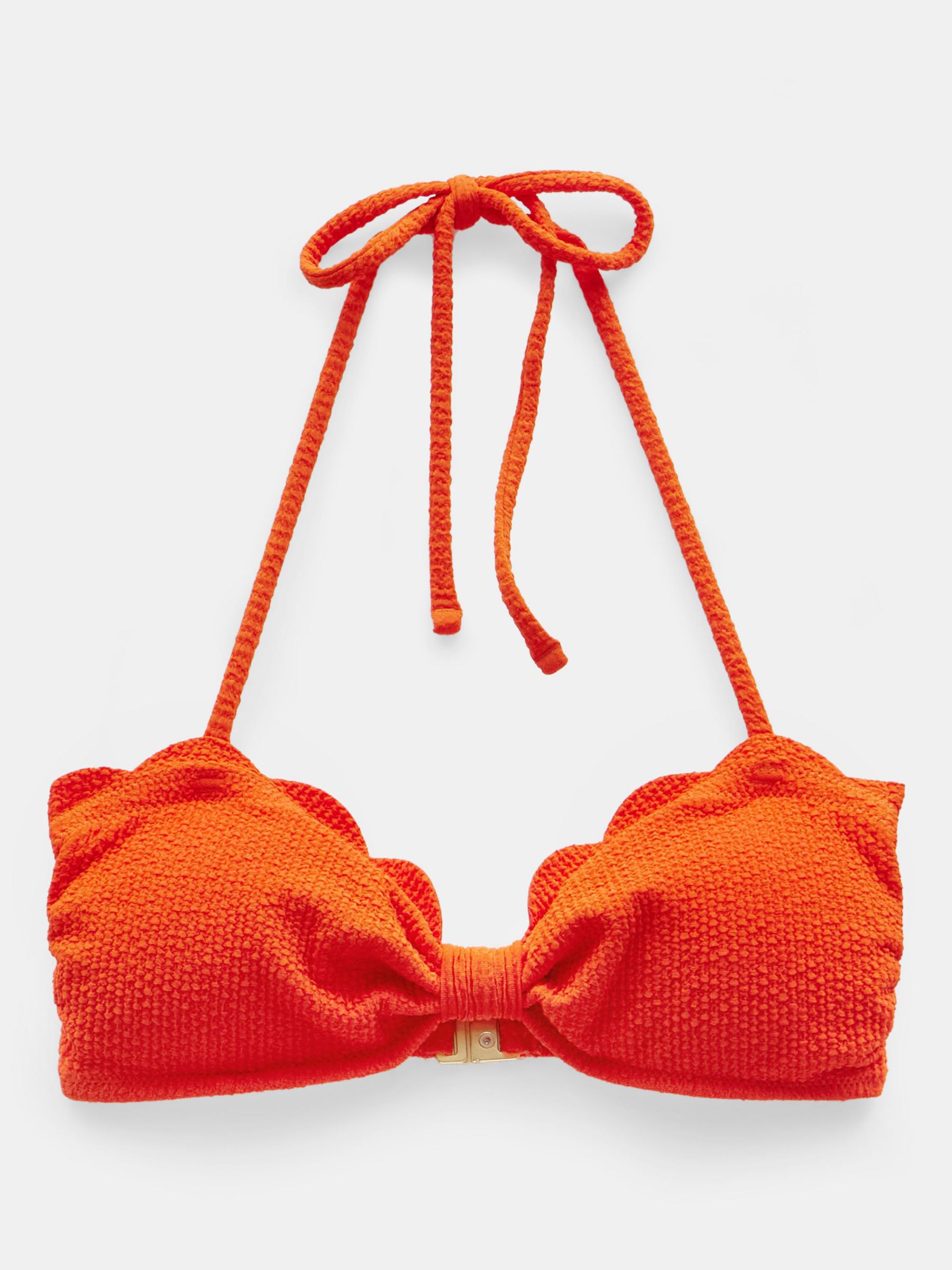 HUSH Stella Scallop Bandeau Bikini Top, Orange, 4