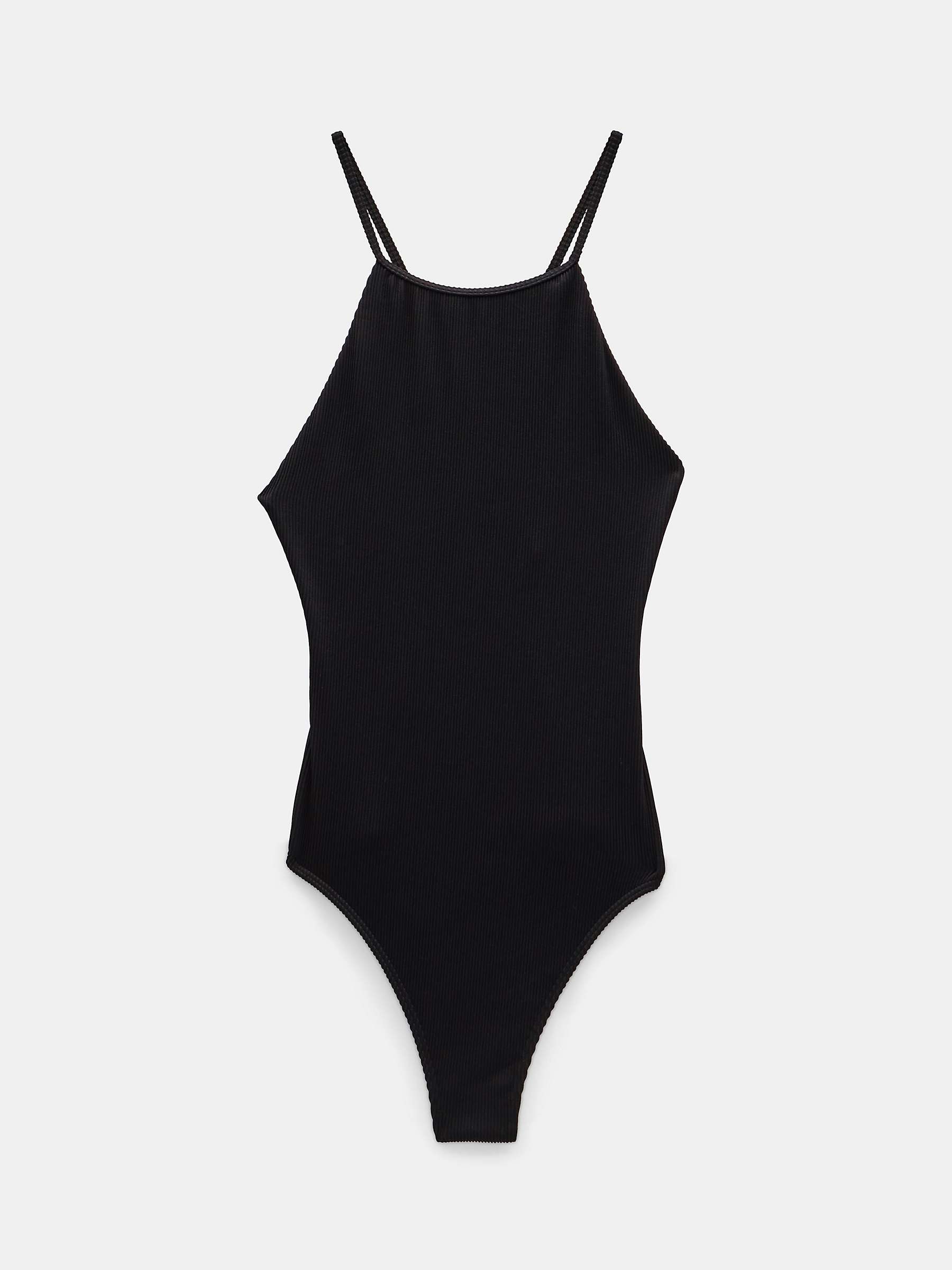 Buy HUSH Riley Ribbed Halterneck Swimsuit, Black Online at johnlewis.com