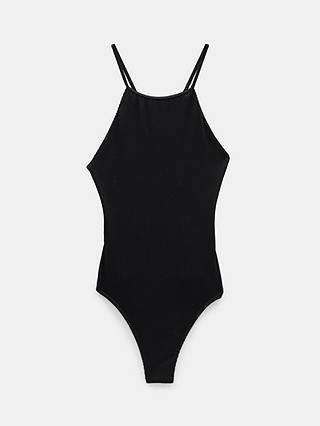 HUSH Riley Ribbed Halterneck Swimsuit, Black