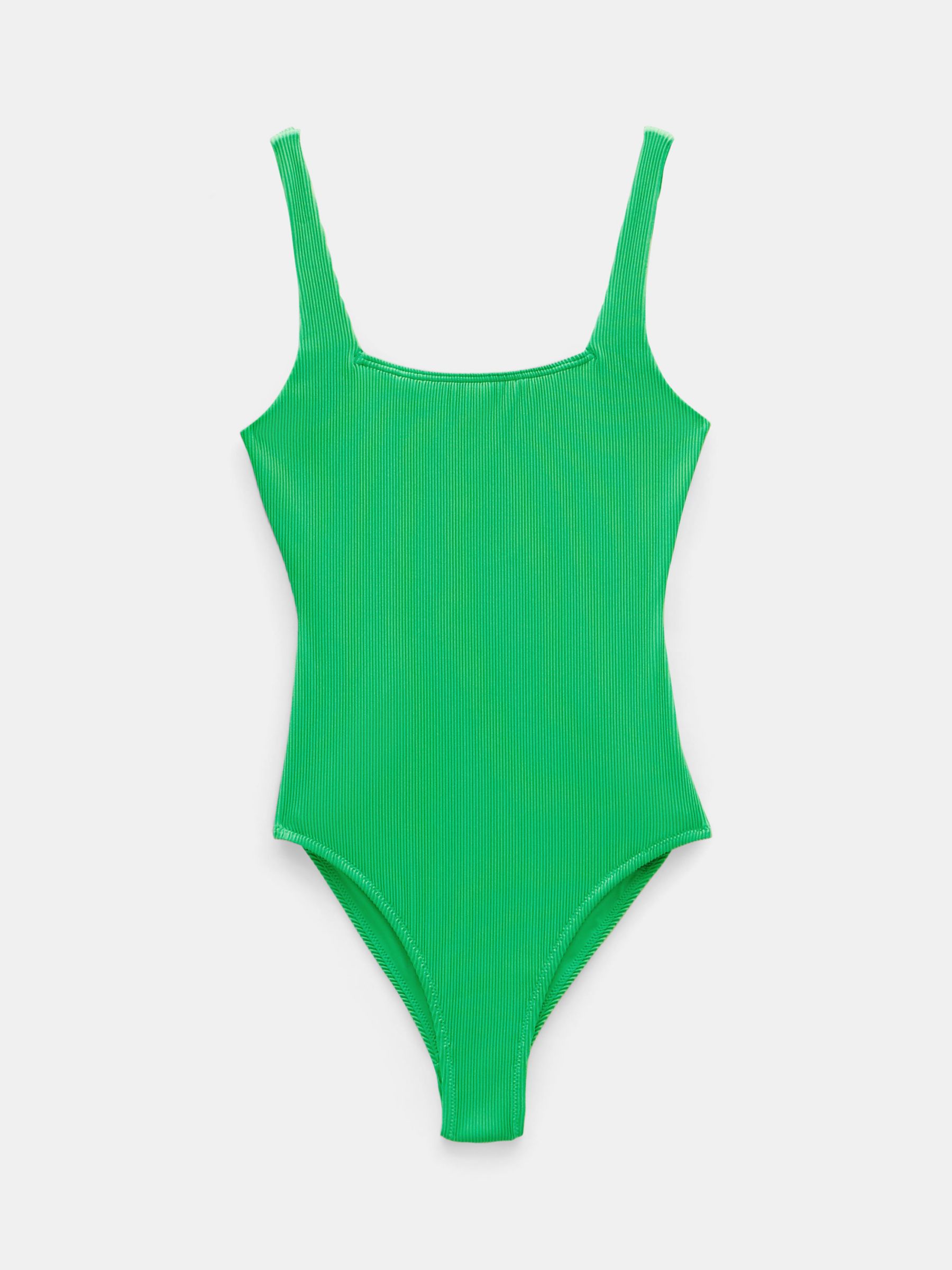 HUSH Lola Ribbed Scoop Back Swimsuit, Green, 10