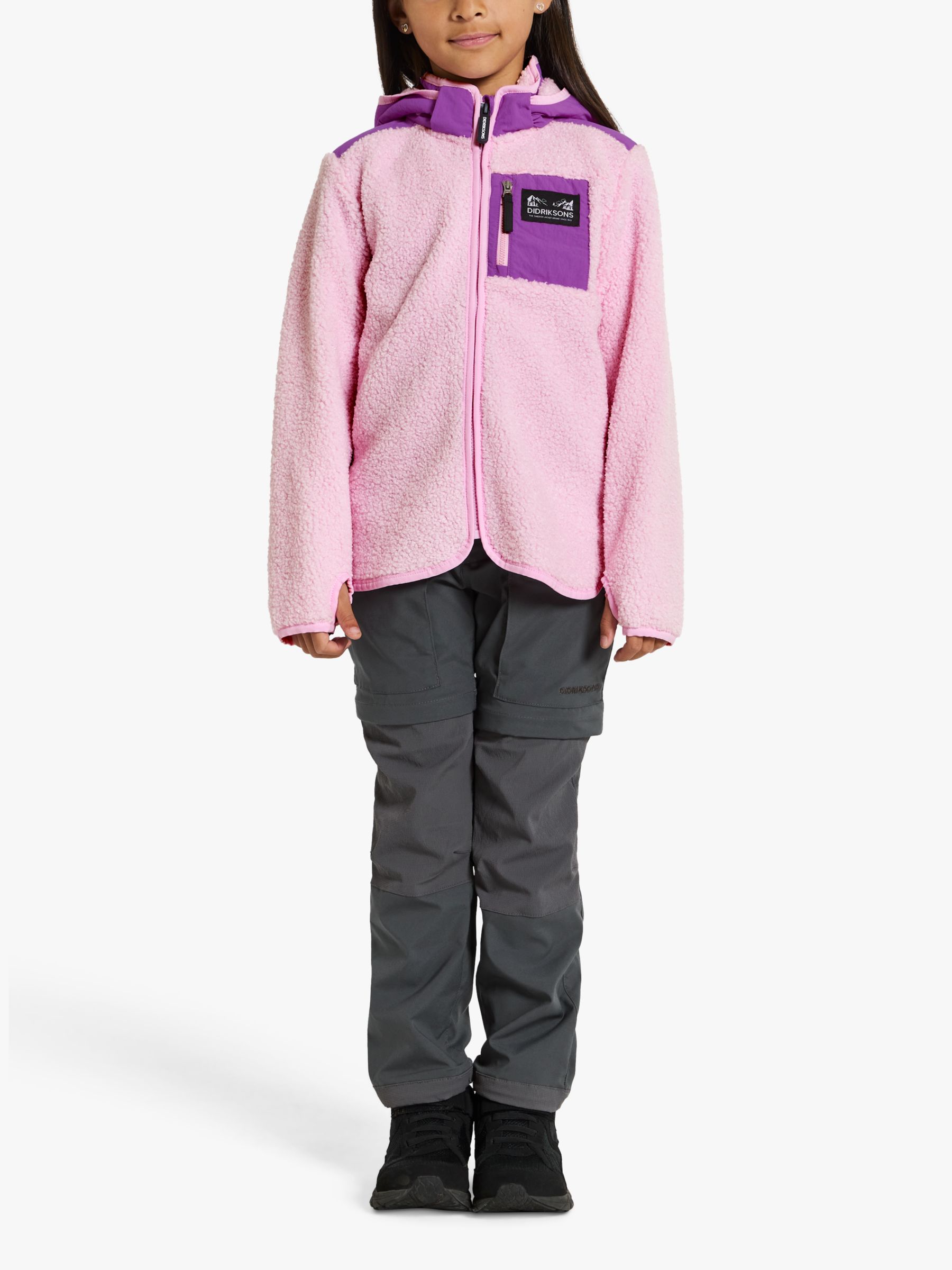 Didriksons Kids' Exa Zip Through Fleece, Orchid Pink, 4-5 years