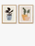 EAST END PRINTS Dan Hobday 'Plant Pot' Wood Framed Print, Set of 2