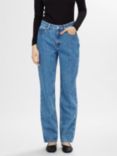 SELECTED FEMME Katja Hight Waist Straight Cut Jeans, Blue