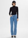 SELECTED FEMME Katja Hight Waist Straight Cut Jeans, Blue