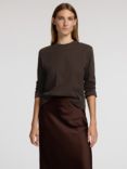 SELECTED FEMME Boxy Long Sleeve T-Shirt, Coffee Bean