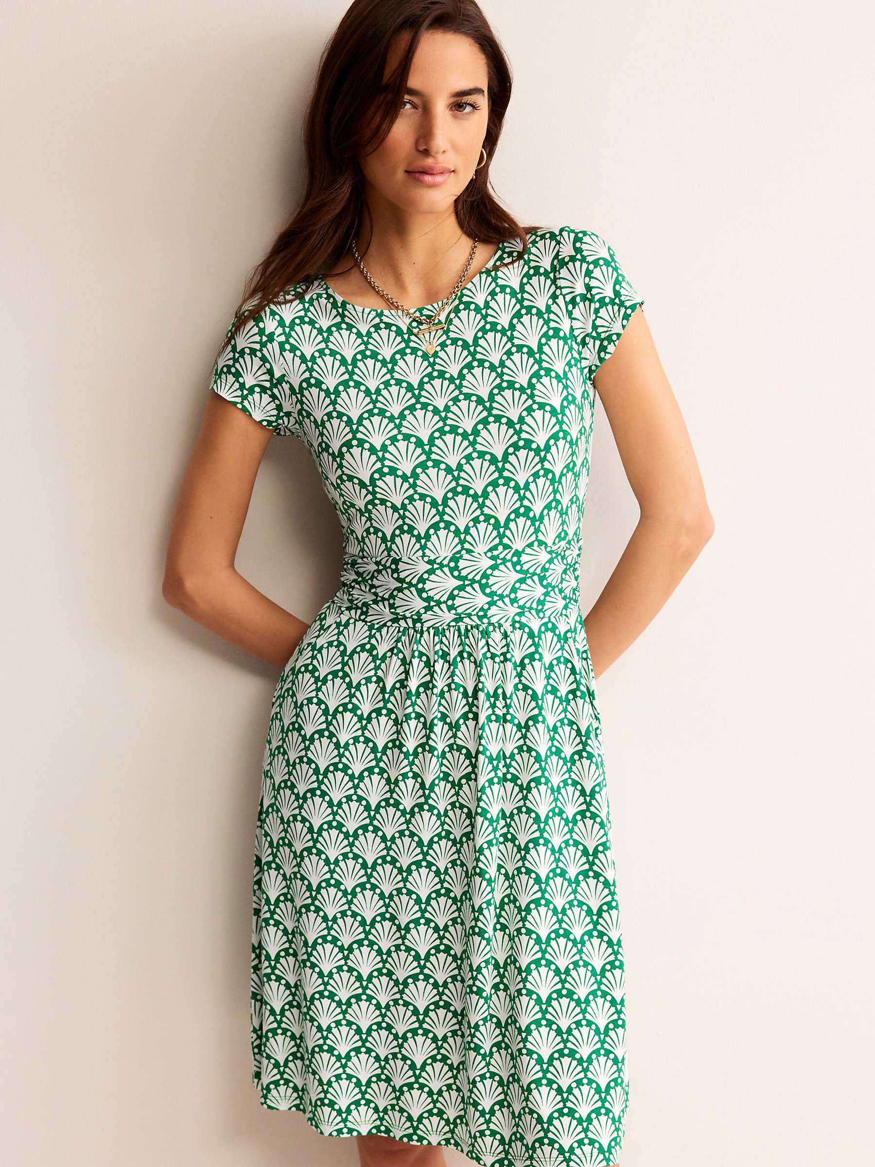Buy Boden Amelie Jersey Dress, Green Shells Online at johnlewis.com