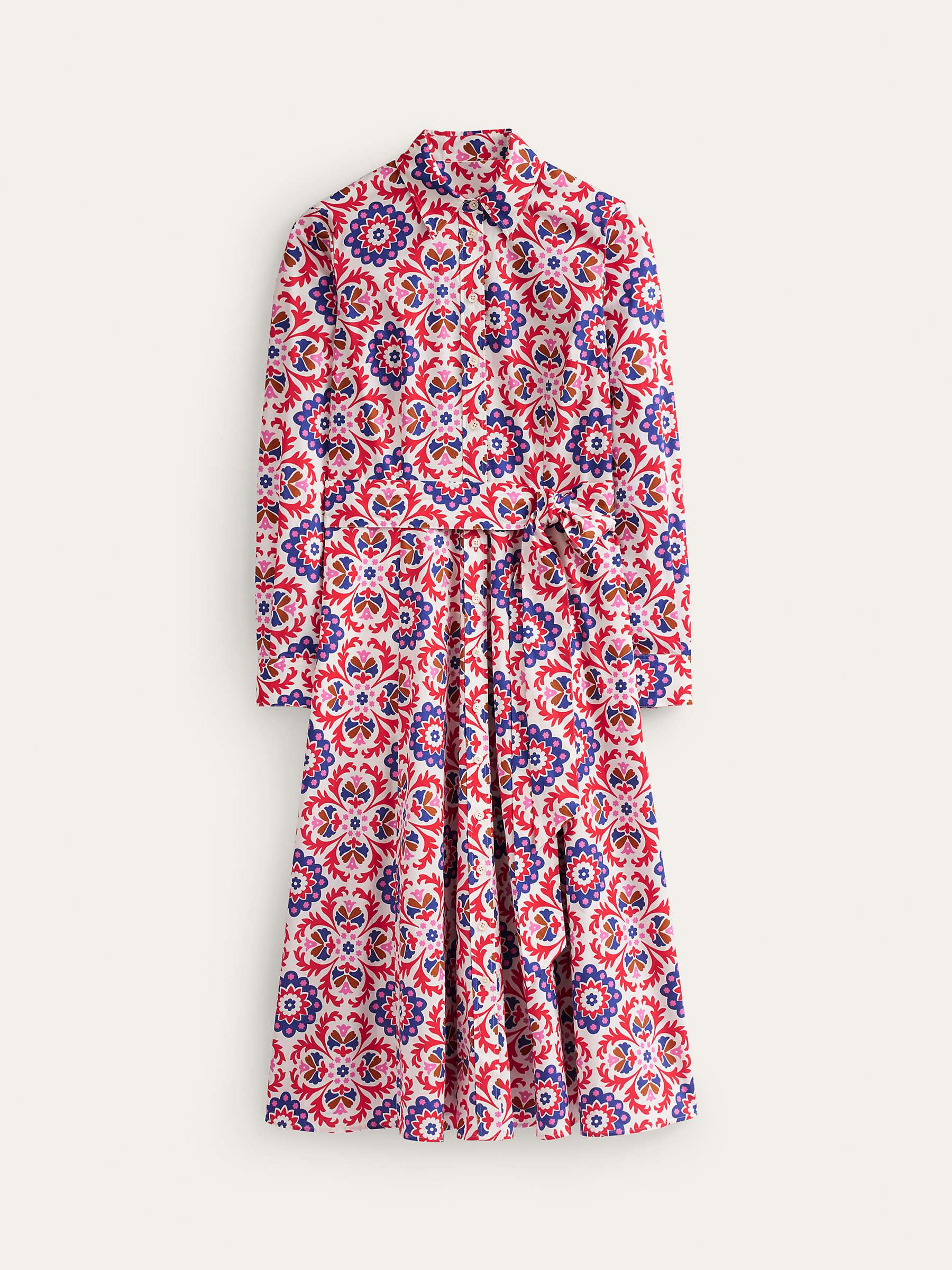 Buy Boden Amy Cotton Shirt Midi Dress, Rubicondo Bloom Online at johnlewis.com
