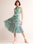 Boden Amy Sleeveless Midi Shirt Dress, Green Diamond Wave