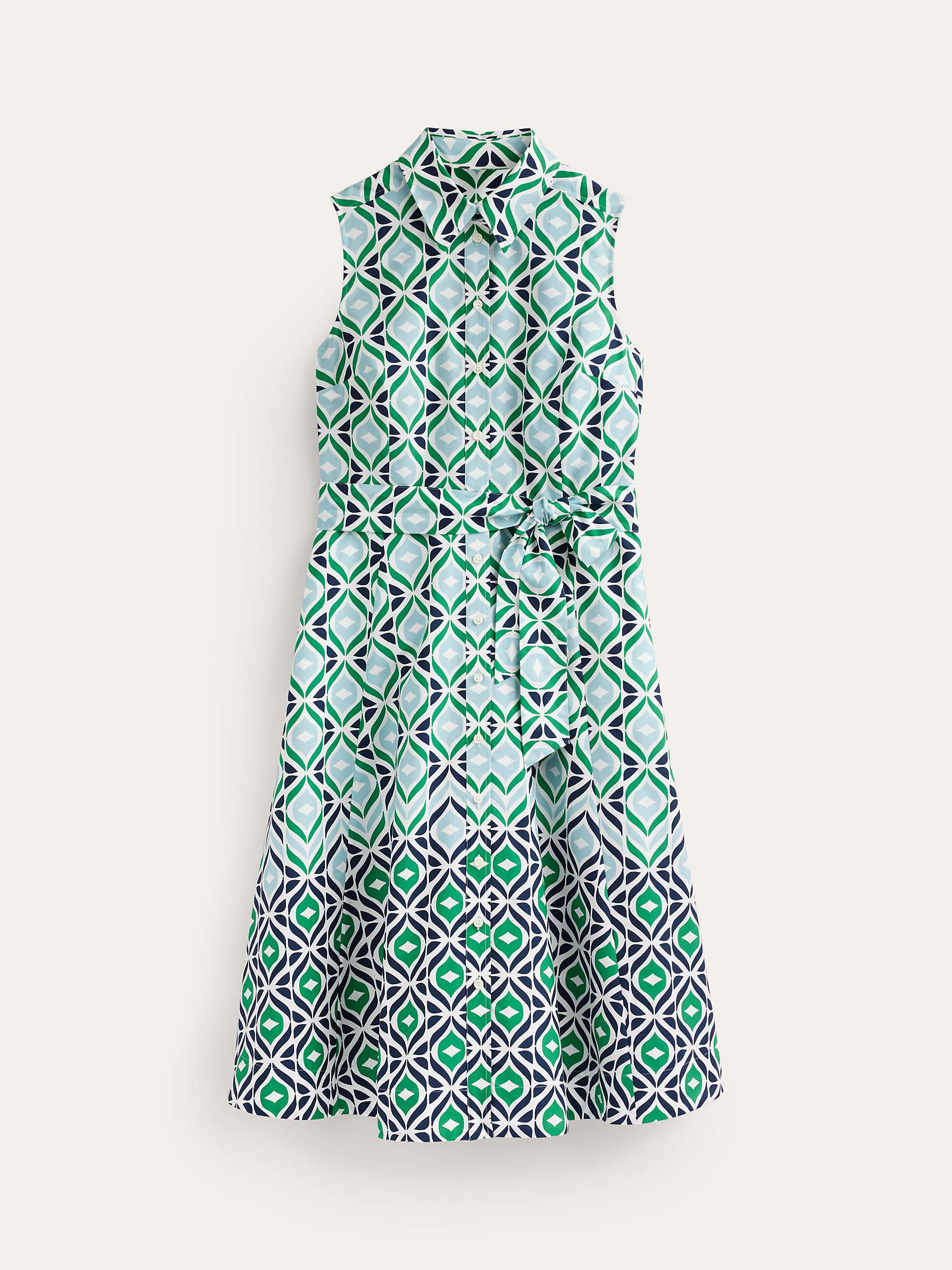 Buy Boden Amy Sleeveless Midi Shirt Dress, Green Diamond Wave Online at johnlewis.com
