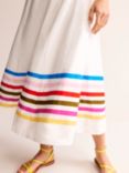 Boden Amber Cotton Stripe Hem Midi Dress, White/Multi