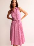 Boden Amy Maze Print Sleeveless Midi Shirt Dress, Pink Power