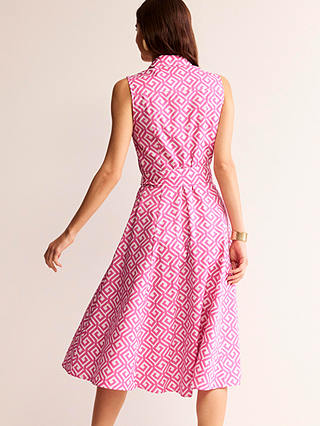 Boden Amy Maze Print Sleeveless Midi Shirt Dress, Pink Power