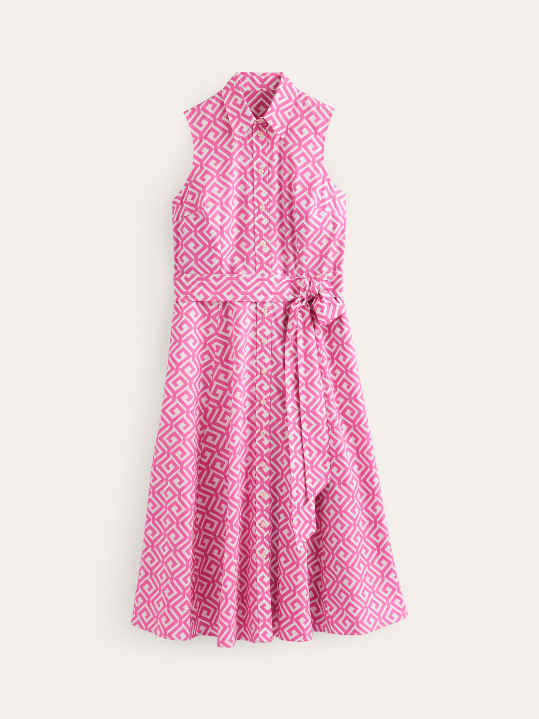 Boden Amy Maze Print Sleeveless Midi Shirt Dress, Pink Power, 16