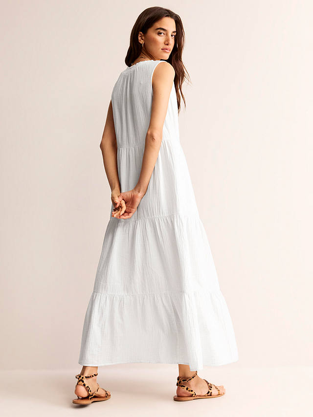Boden Double Cloth Tiered Maxi Dress, White