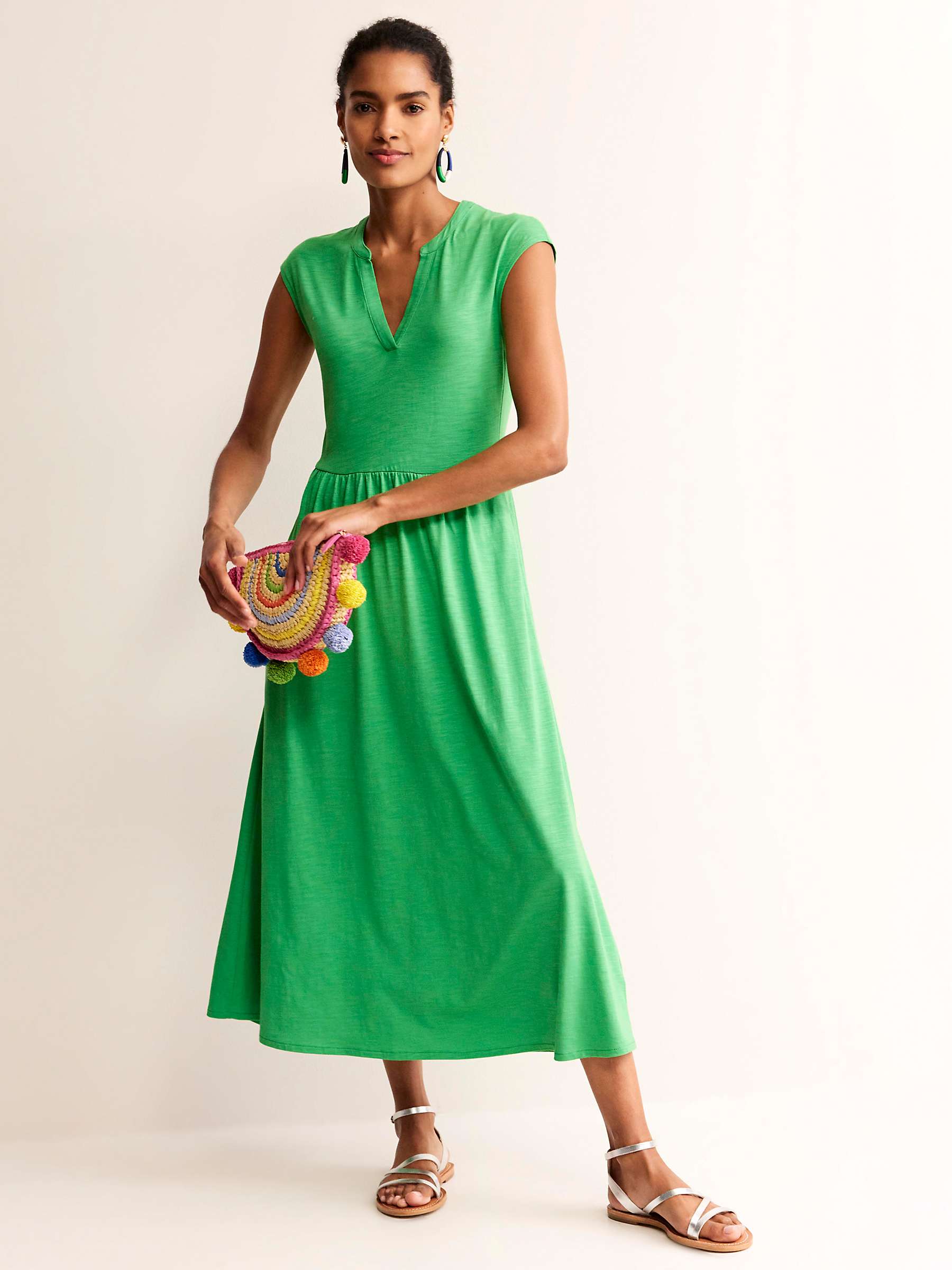 Buy Boden Chloe Notch Jersey Midi Dress, Kelly Green Online at johnlewis.com