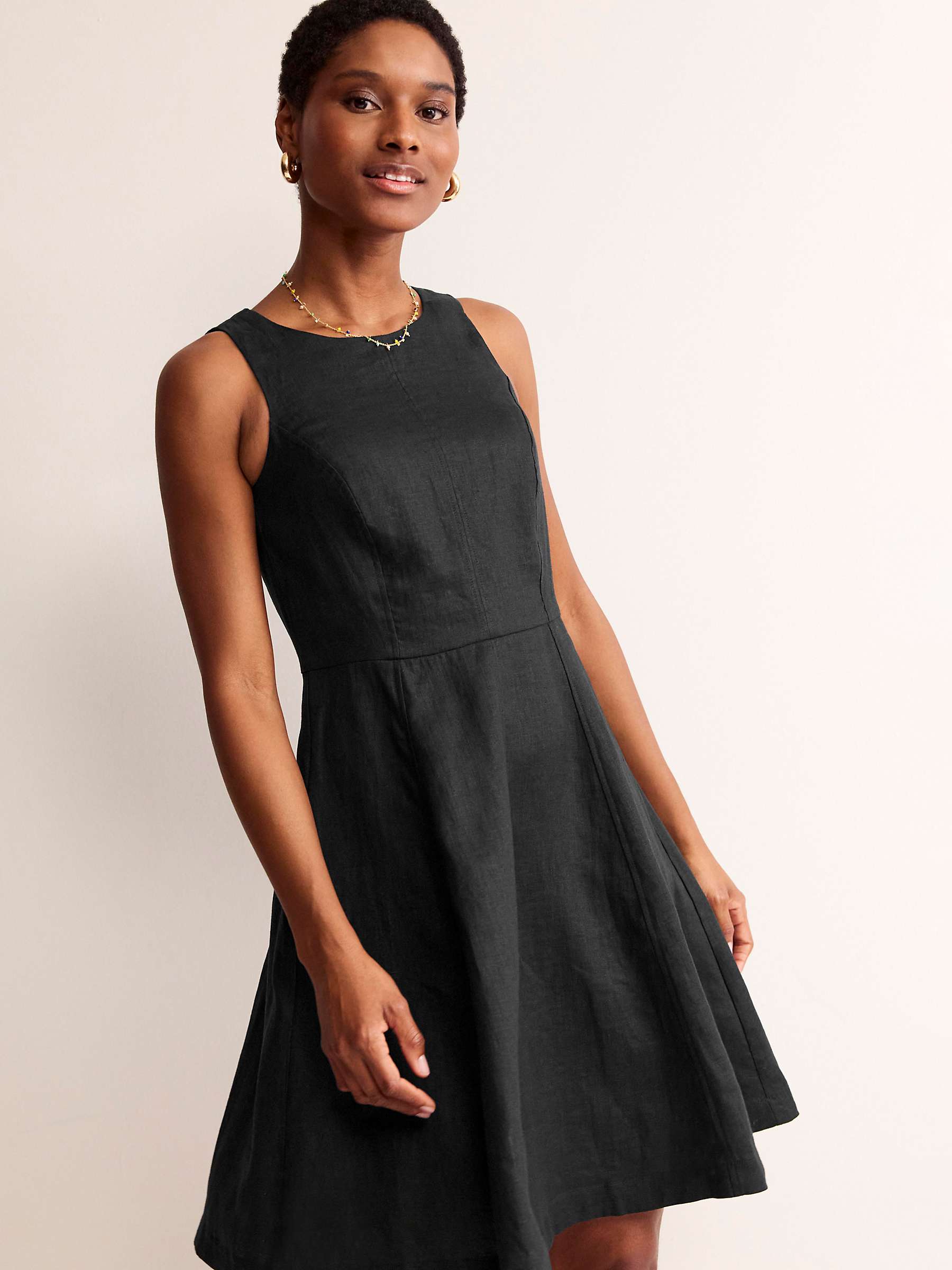 Buy Boden Carla Linen Mini Dress, Black Online at johnlewis.com