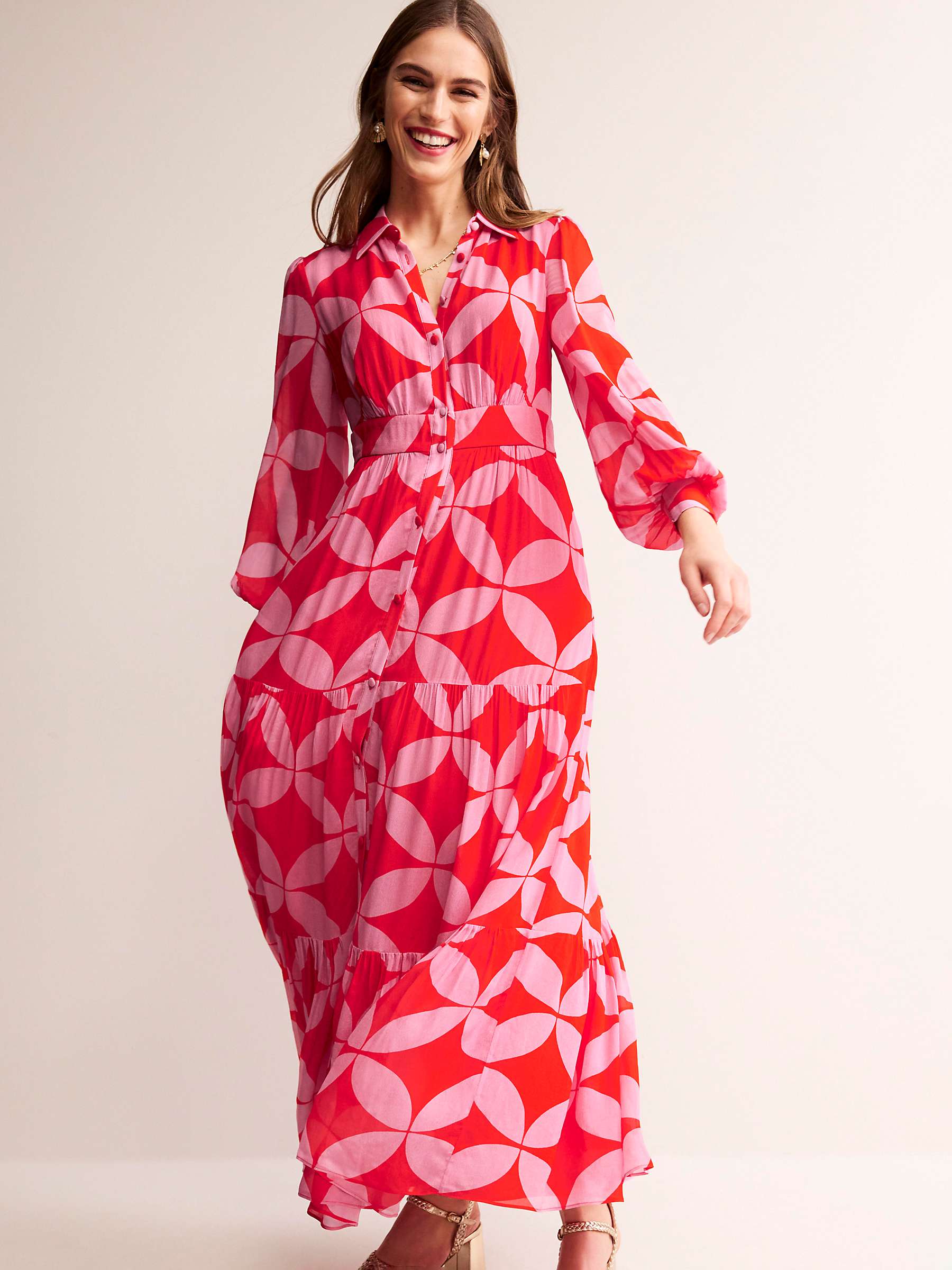 Buy Boden Occasion Ecovero Shirt Maxi Dress, Flame Scarlet Online at johnlewis.com