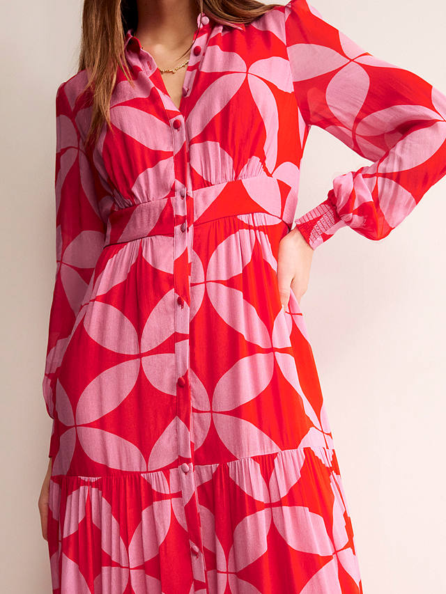 Boden Occasion Ecovero Shirt Maxi Dress, Flame Scarlet