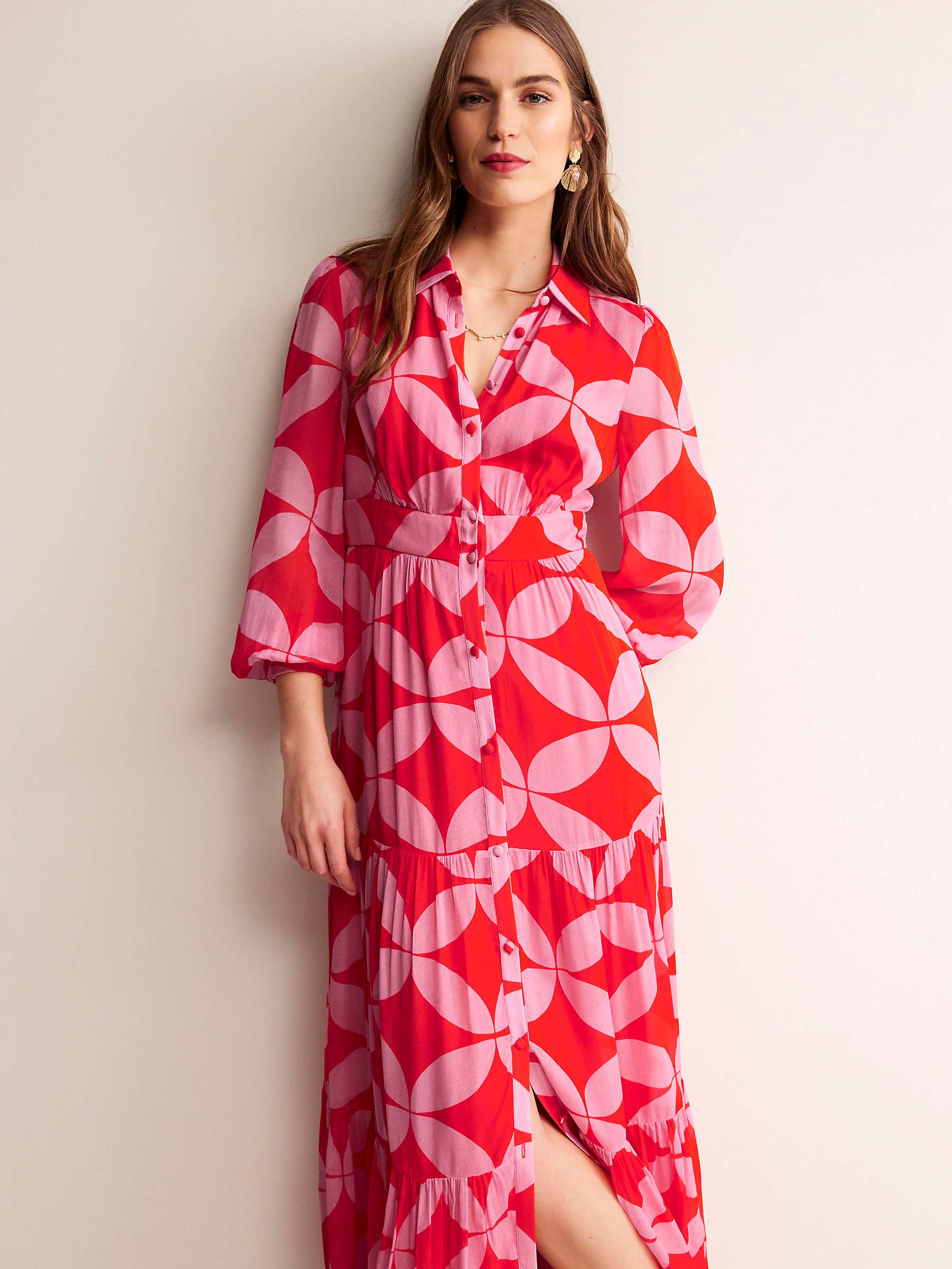 Buy Boden Occasion Ecovero Shirt Maxi Dress, Flame Scarlet Online at johnlewis.com