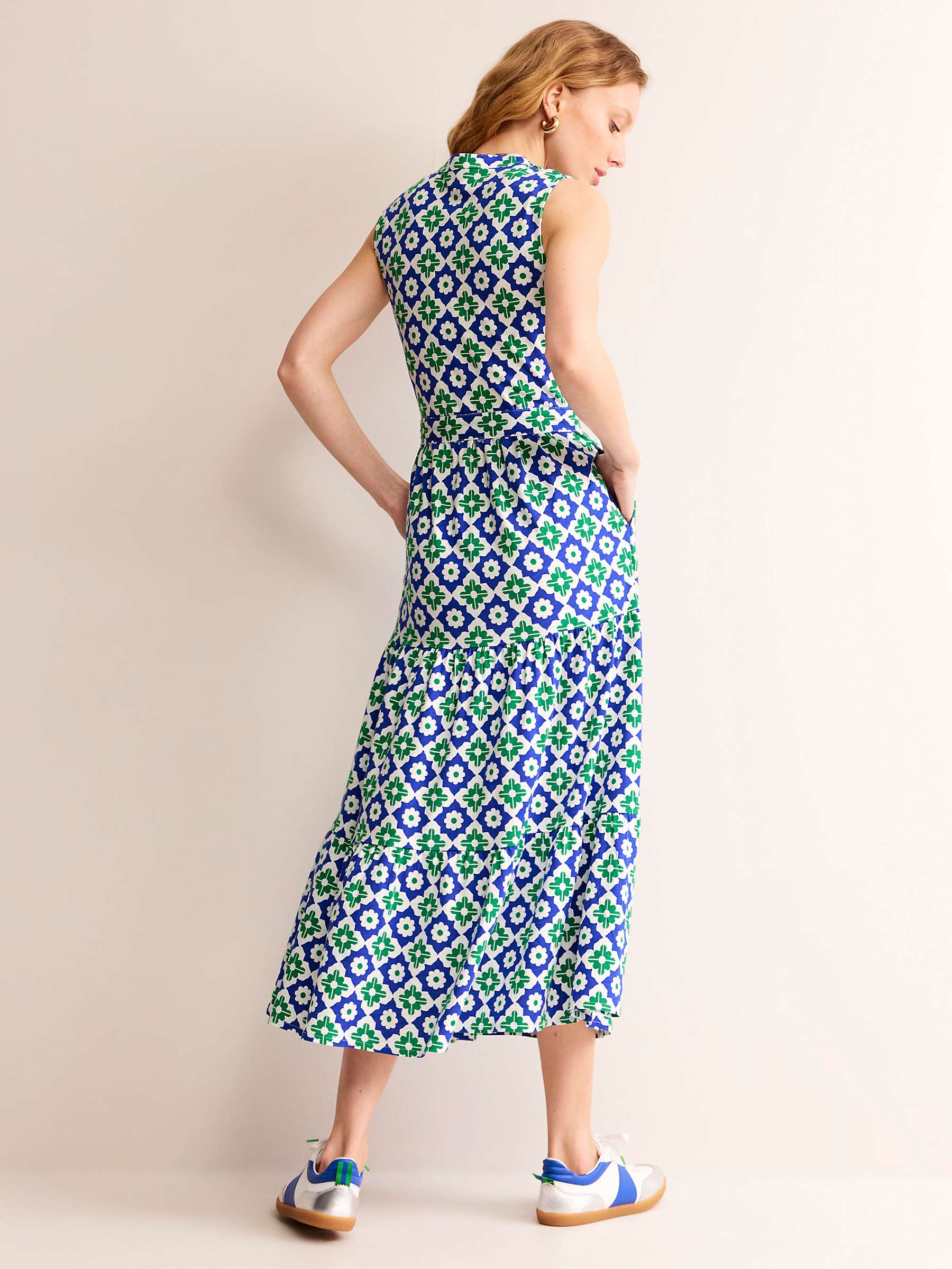 Buy Boden Naomi Notch Jersey Maxi Dress, Green/Multi Online at johnlewis.com