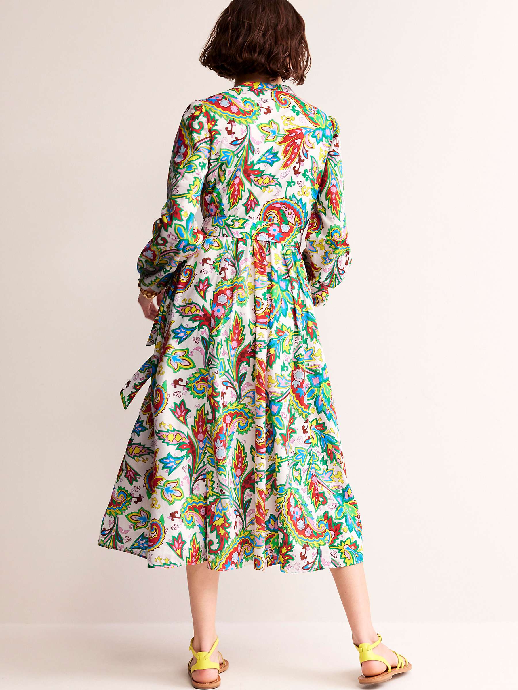 Buy Boden Jen Paisley Print Cotton Midi Dress, Ivory/Multi Online at johnlewis.com