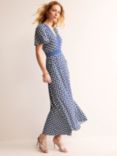 Boden Flutter Ecovero Jersey Maxi Dress, Ivory/Blue, Ivory/Blue