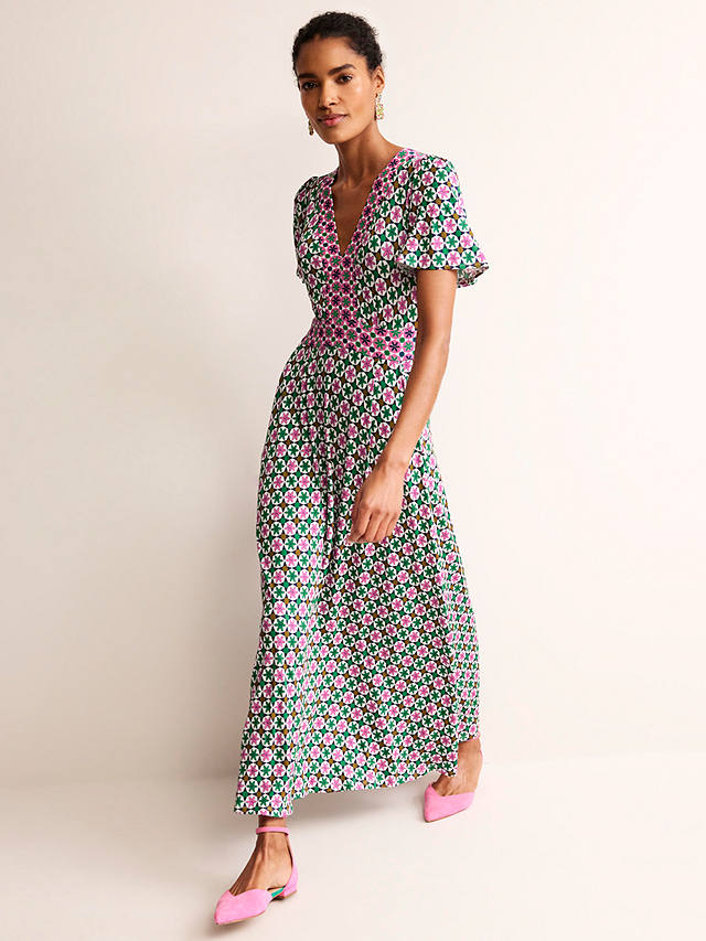 Boden Flutter Jersey Maxi Dress, Botanic Tile