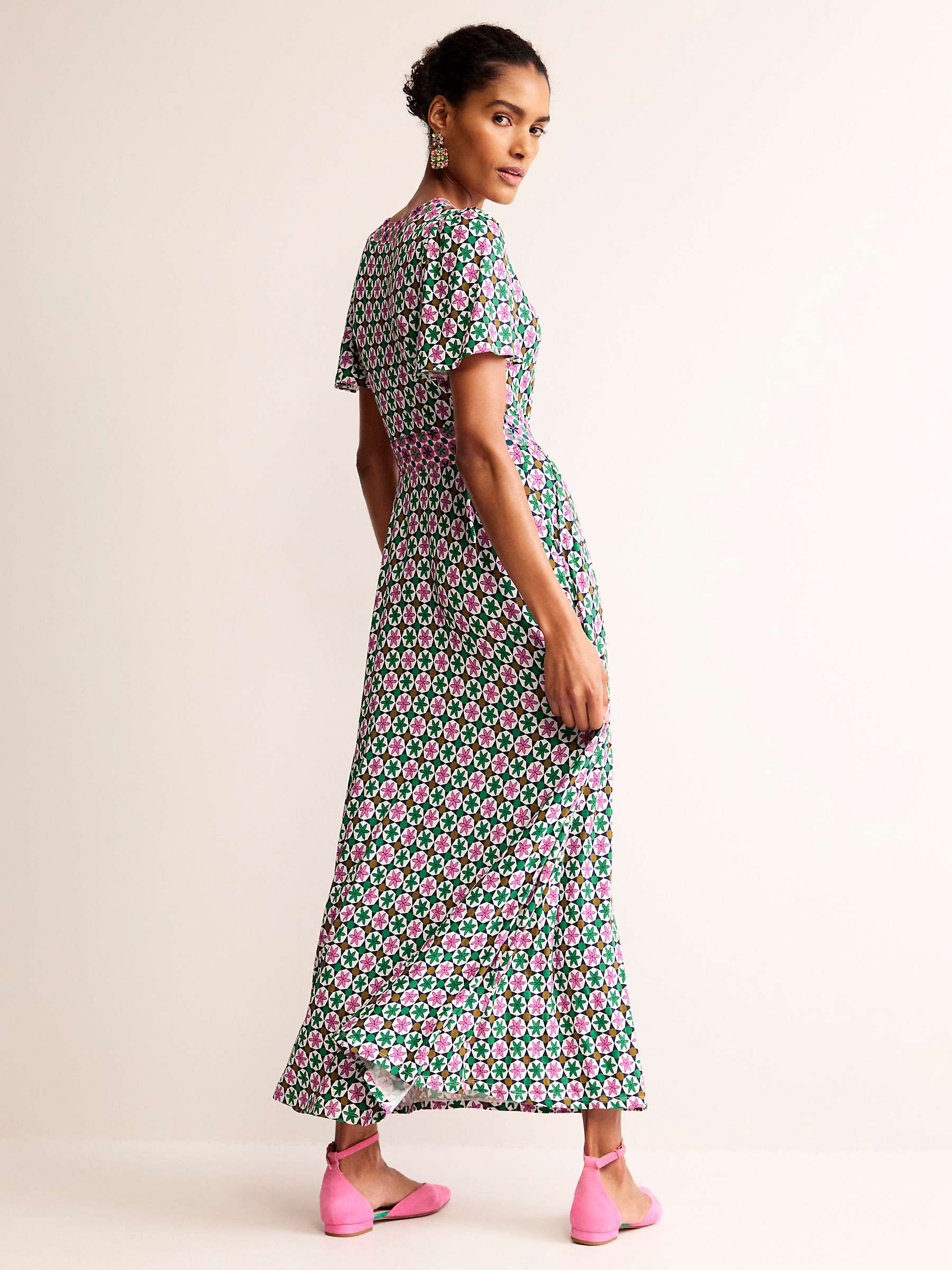 Buy Boden Flutter Jersey Maxi Dress, Botanic Tile Online at johnlewis.com