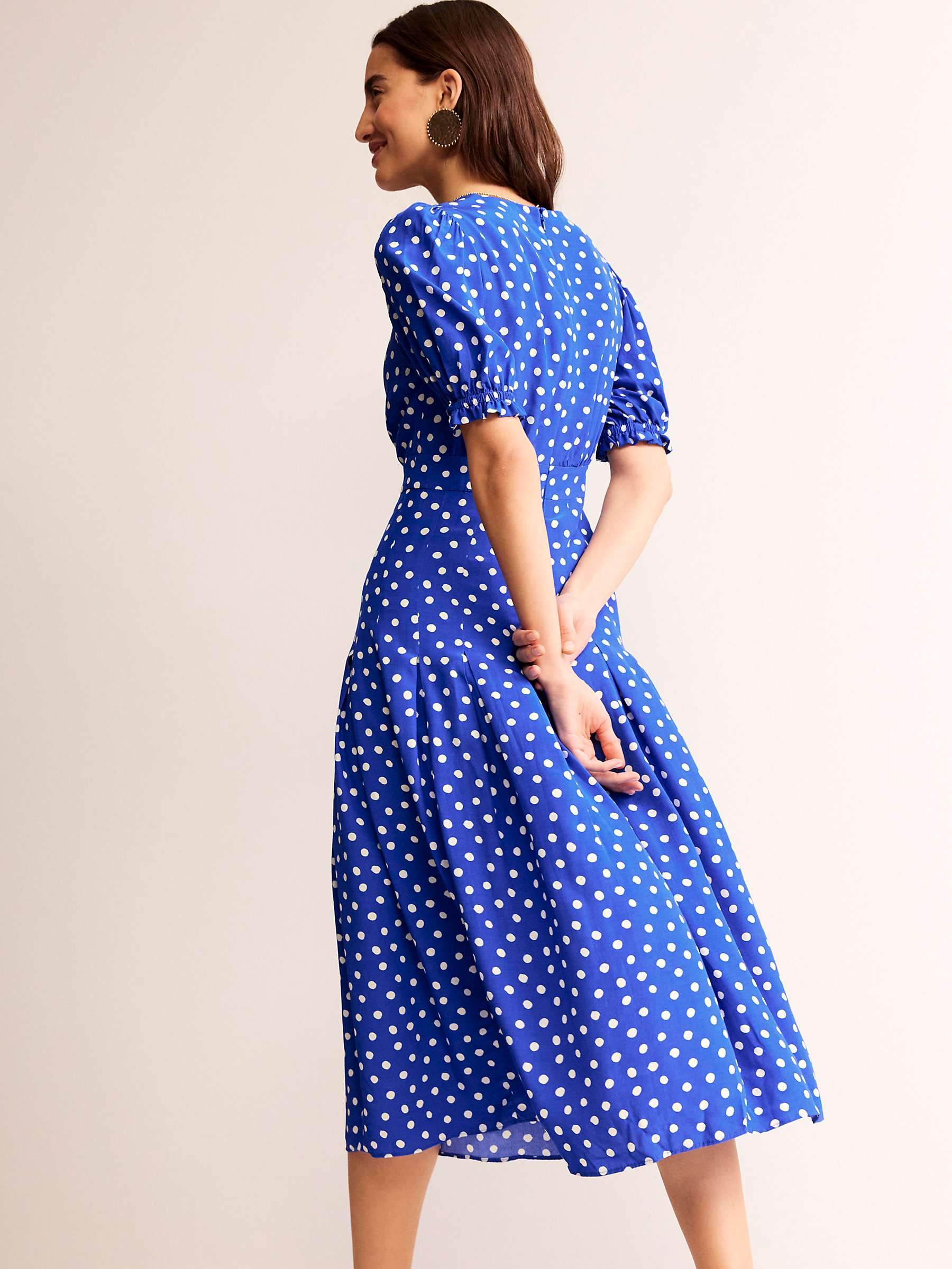 Buy Boden Liv Ecovero Pleated Midi Dress, Surf The Web Online at johnlewis.com