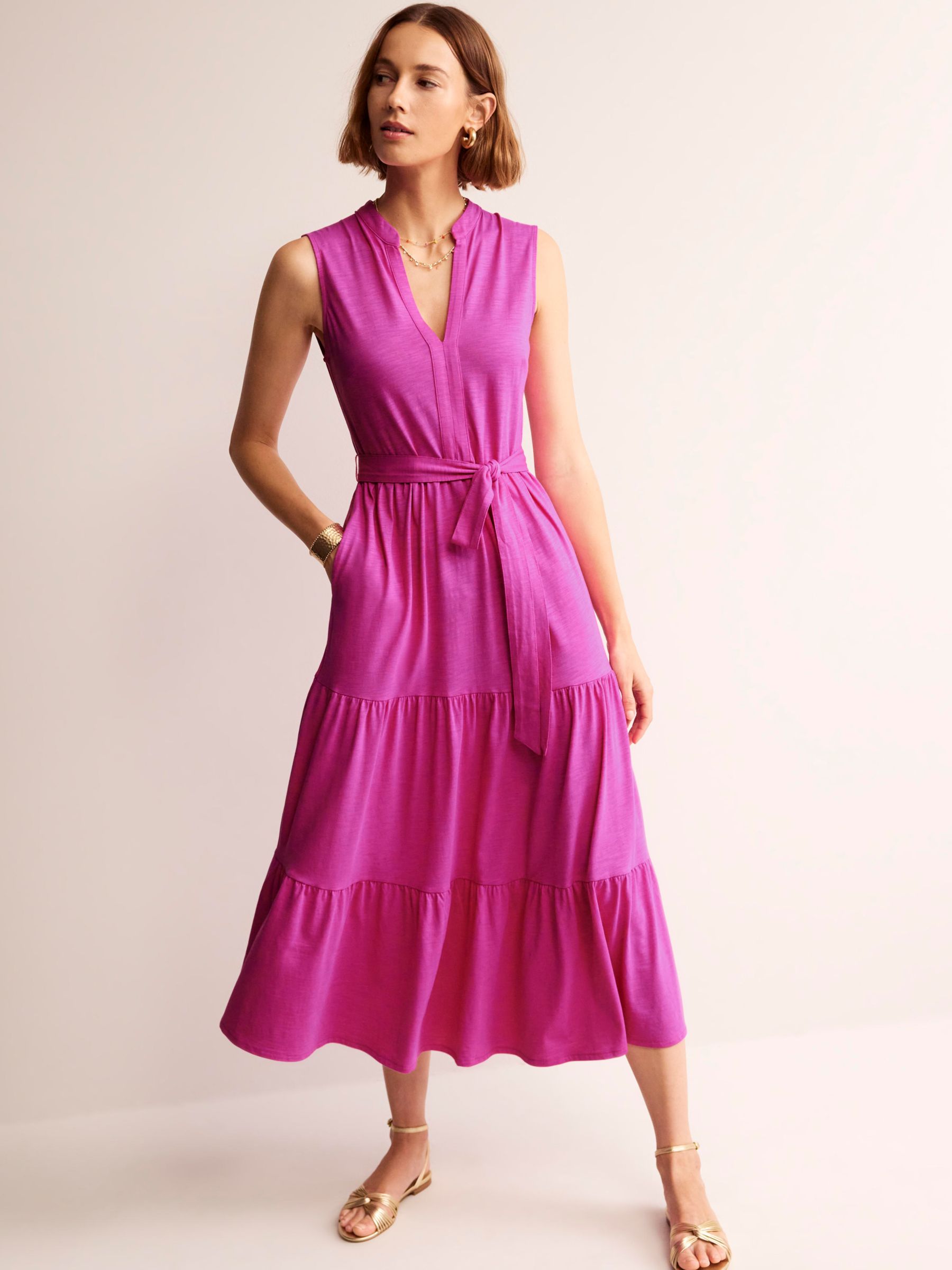 Boden Naomi Notch Jersey Maxi Dress, Rose Violet, 14