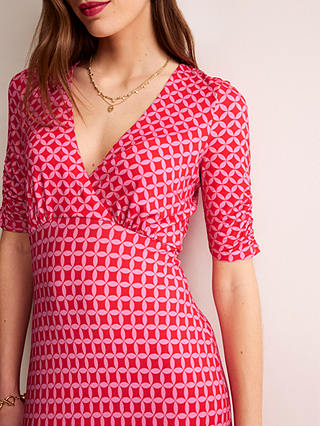 Boden Rebecca Diamond Print Midi Jersey Dress, Scarlet