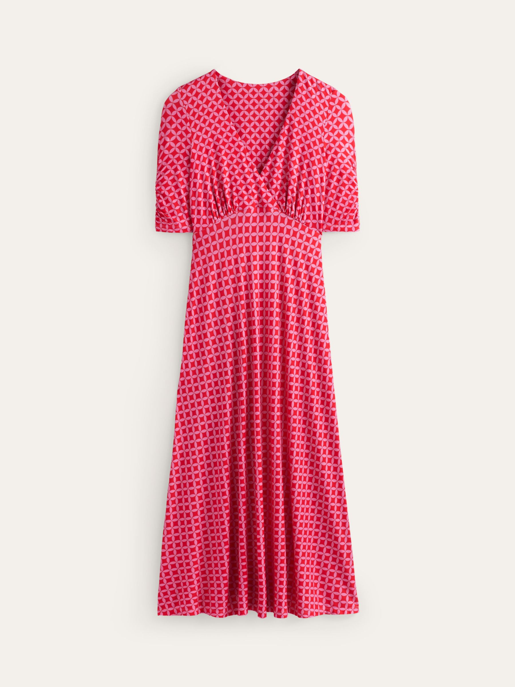 Boden Rebecca Diamond Print Midi Jersey Dress, Scarlet, 14
