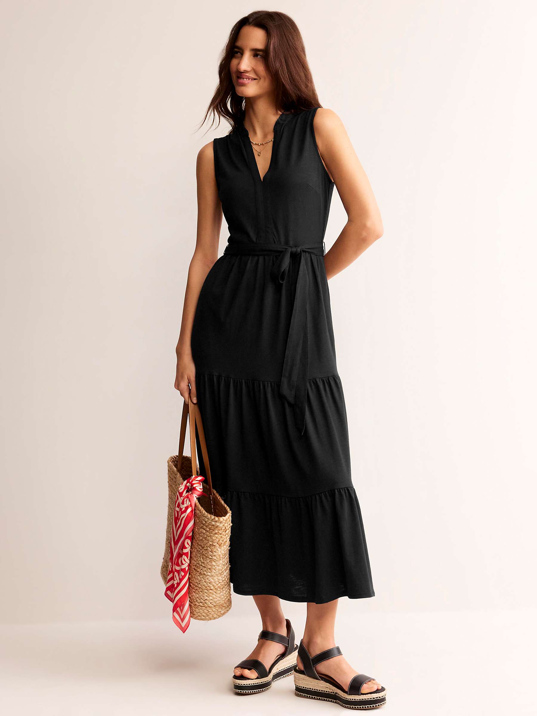 Buy Boden Naomi Notch Jersey Maxi Dress, Black Online at johnlewis.com