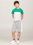 Tommy Hilfiger Kids' Logo Colour Block T-Shirt & Shorts Set, Olympic Green/Multi