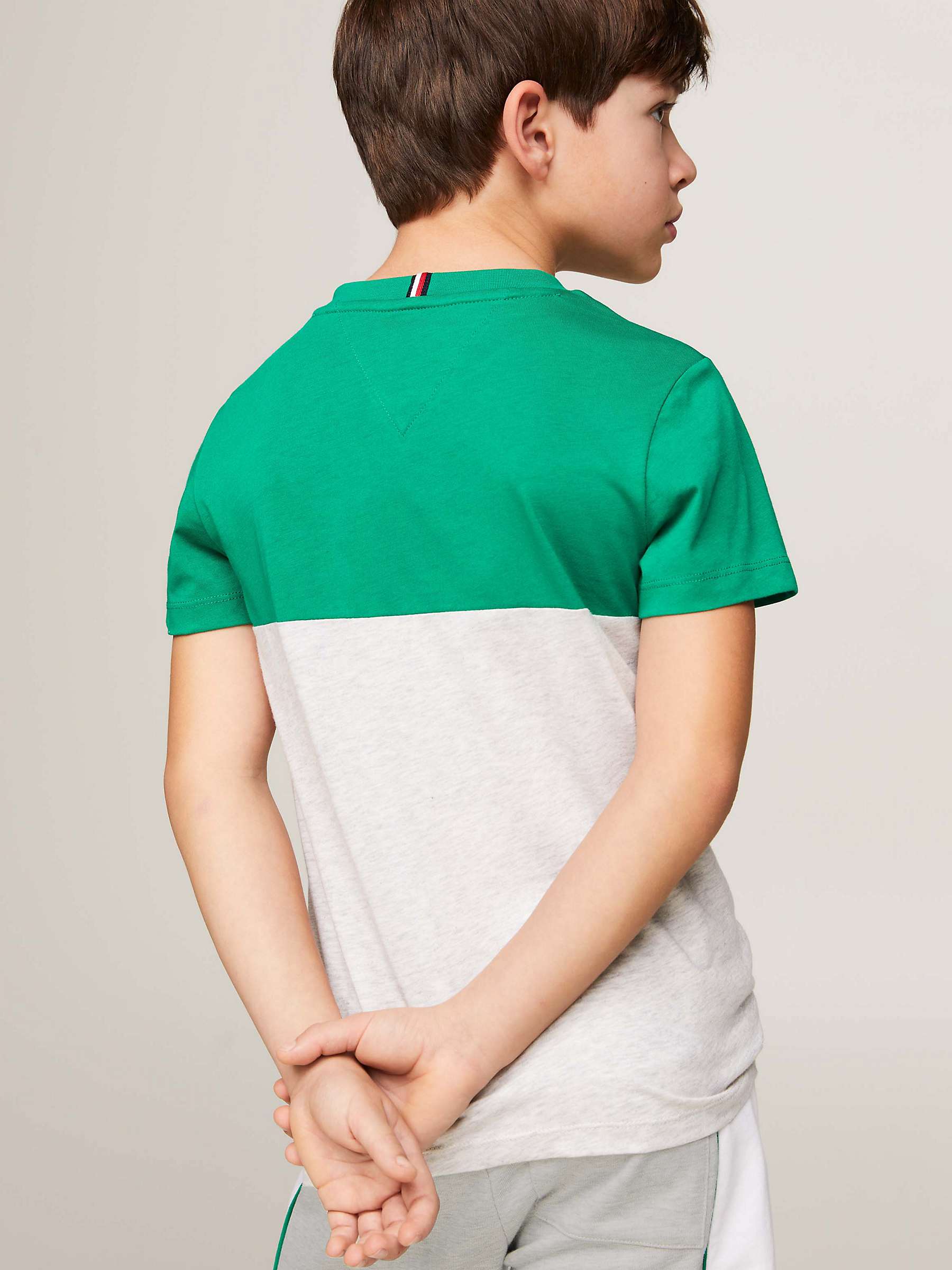 Buy Tommy Hilfiger Kids' Logo Colour Block T-Shirt & Shorts Set, Olympic Green/Multi Online at johnlewis.com
