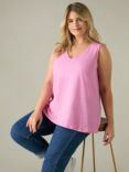 Live Unlimited Curve Cotton Slub V-Neck Vest, Pink