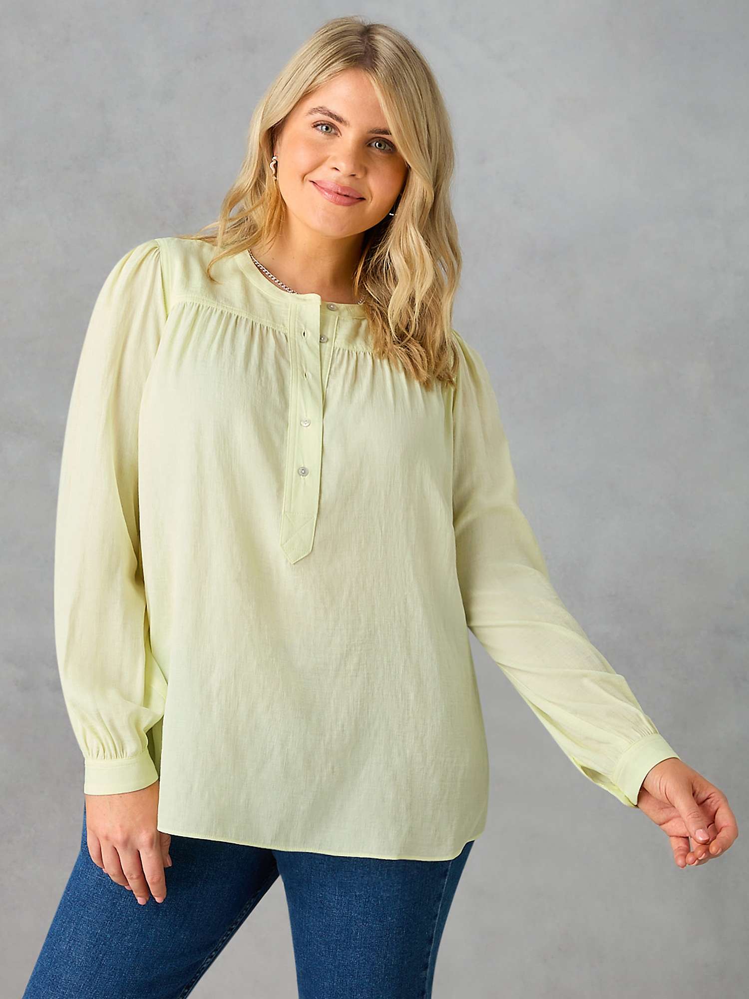 Buy Live Unlimited Curve Nehru Collar Blouse, Yellow Online at johnlewis.com