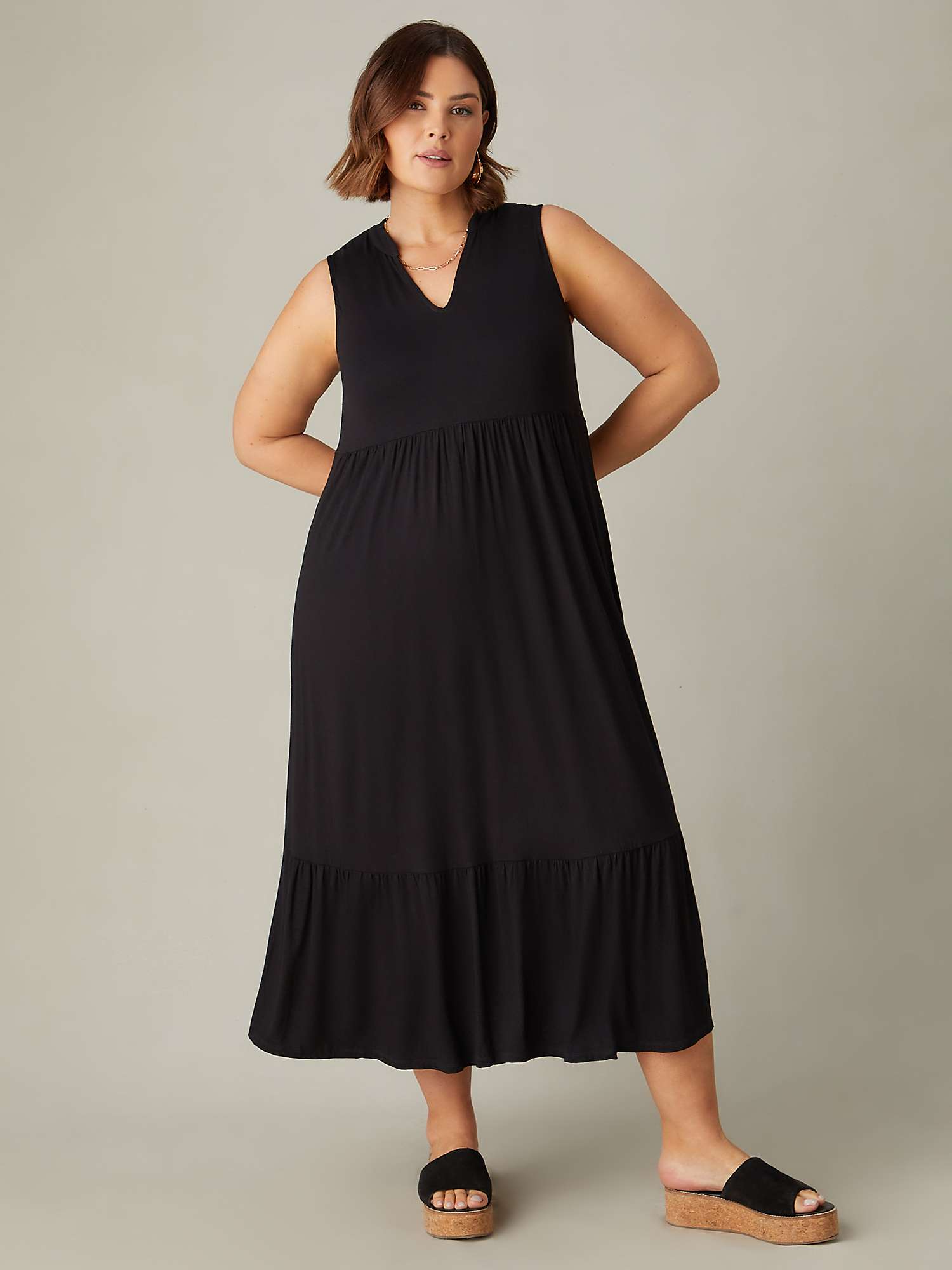 Buy Live Unlimited Curve Jersey Sleeveless Midi Dress, Black Online at johnlewis.com