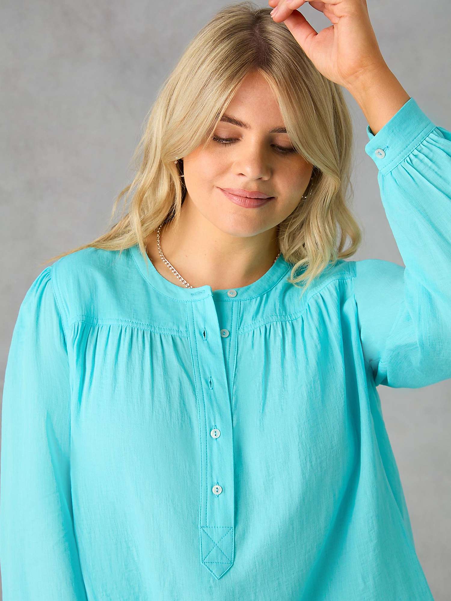 Buy Live Unlimited Nehru Collar Blouse, Turquoise Online at johnlewis.com