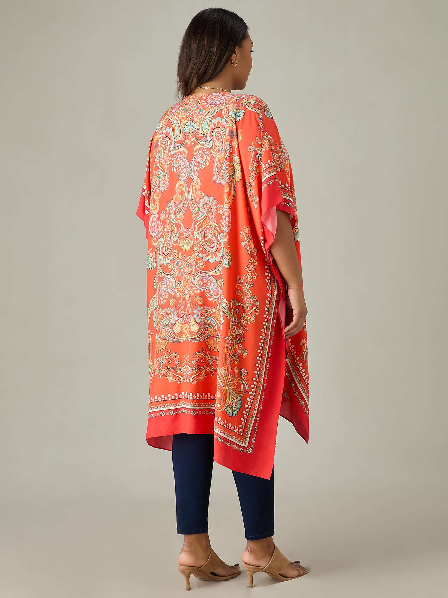 Buy Live Unlimited Curve Scarf Print Kimono, Red/Multi Online at johnlewis.com