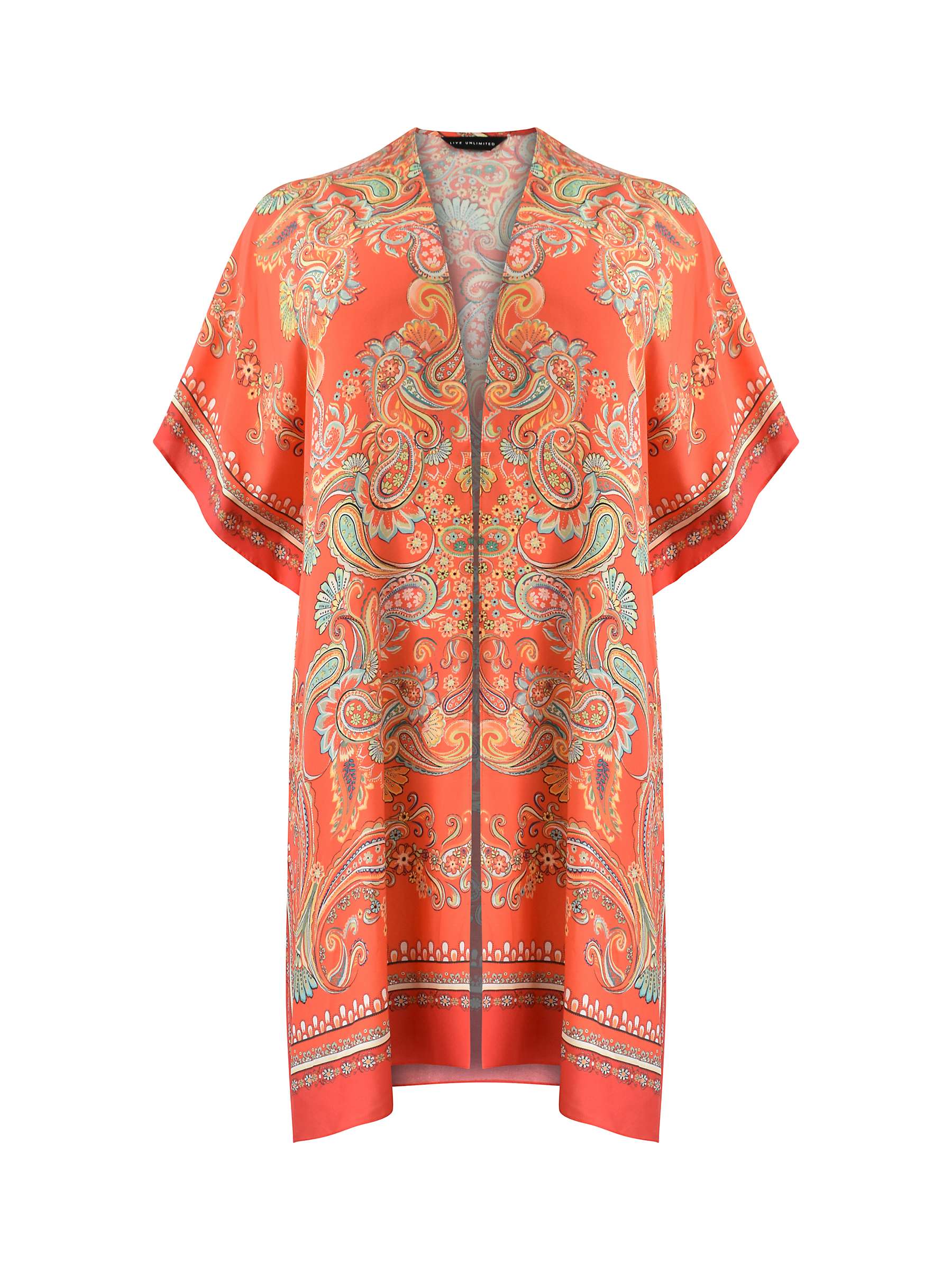 Buy Live Unlimited Curve Scarf Print Kimono, Red/Multi Online at johnlewis.com