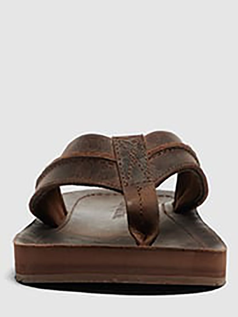 Rodd & Gunn Piha Leather T-Bar Sandals, Chocolate, EU41