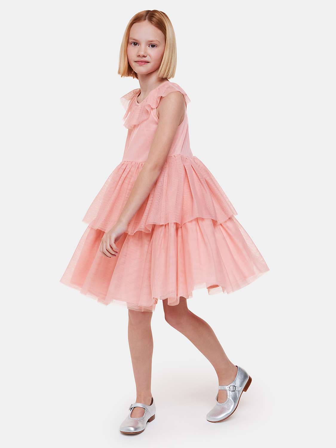 Buy Whistles Kids' Tilda Tulle Frill Detail Dress, Dusty Pink Online at johnlewis.com