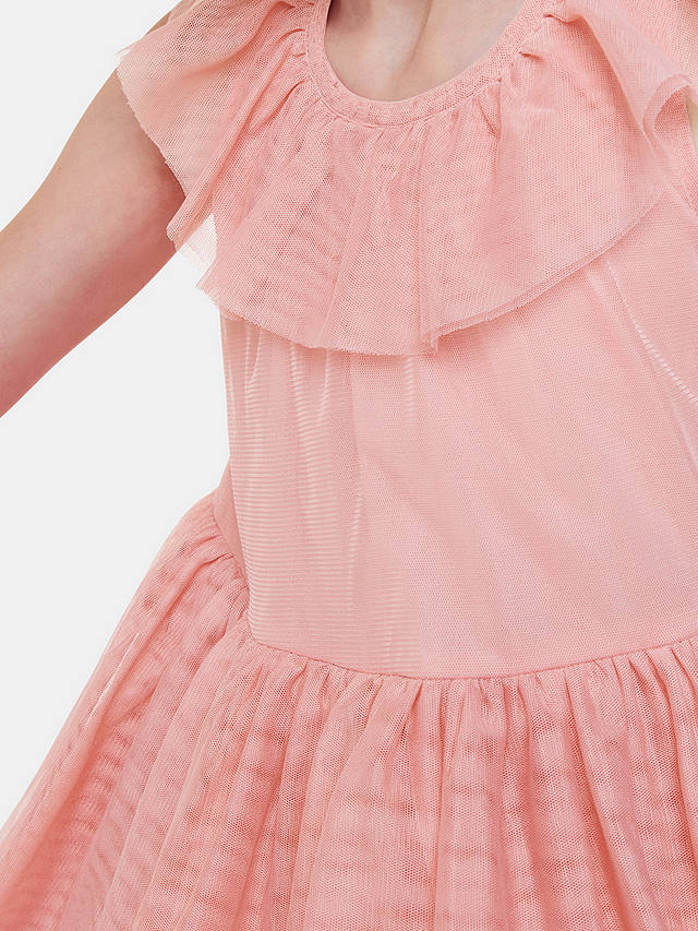 Whistles Kids' Tilda Tulle Frill Detail Dress, Dusty Pink