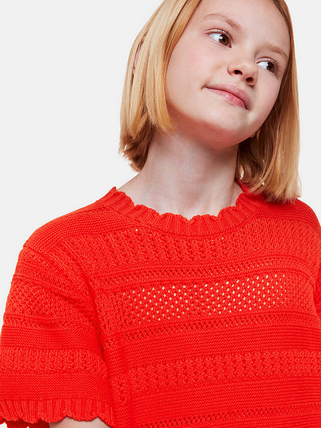 Whistles Kids' Crochet Knit Dress, Red